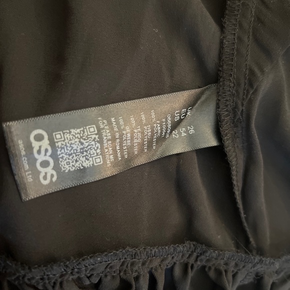 ASOS Curve Short Sl Black Ruffle Hem Tunic Blouse - Picture 5 of 5